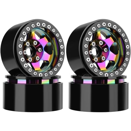 GLOBACT Rainbow 1.9 Beadlock Wheel Offset -10mm for 1/10 RC RC Crawler, B | Fits SCX10 TRX4 TRX6 Redcat Gen7 Gen7PRO Gen8 D90 VS4-10 - color: Neon Color-b
