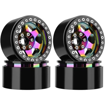 GLOBACT Rainbow 1.9 Beadlock Wheel Offset -10mm for 1/10 RC RC Crawler, B | Fits SCX10 TRX4 TRX6 Redcat Gen7 Gen7PRO Gen8 D90 VS4-10 - color: Neon Color-b
