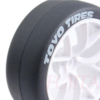 fujita 12mm hex 1/10 RC Drift Tires and Hard Plastic Wheels Rims Rally Racing Tyres for Tamiya XV01 XV02 TT02 PTG HSP RGT Kyosho FAZER MK2 Lc Racing PTG (White) - color: White