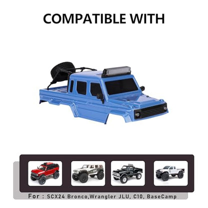 SCX24 Body 6x6 Conversion Kit PC Body with Lights Frame-Axle Assembly for Bronco JLU C10 Basecamp Axial SCX24 6×6 RC Crawler Upgrades - style: Blue