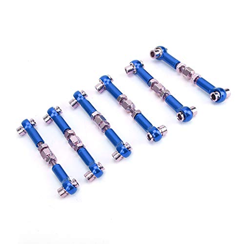 6 Pcs Adjustable Servo Links Tie Rod Set High Precision Aluminum Alloy RC Car Accessories for 1/10 1/12 Buggy Touring Drift Cars Red Purple Black Dark Blue Light Blue (Dark Blue) - color: Dark Blue