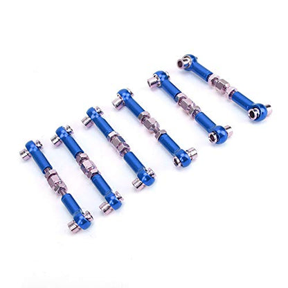 6Pcs Aluminum Alloy Adjustable RC Servo Linkages Turnbuckles Rods Set Compatible for 1/10 1/12 RC Car Buggy Truck in 5 Colors (Dark Blue) - color: Dark Blue