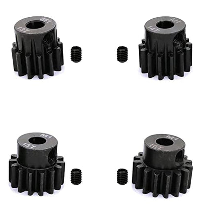 Hardened Steel Upgrade Pinion Gear Set: 13T 14T 15T 16T fit 5mm RC Motor Shaft (Work with Steel Spur Gears) for RC Vehicles, Set of 4