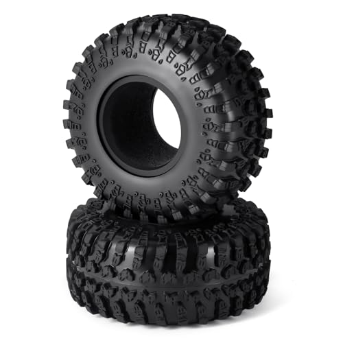 4Pcs 2.2" Crawler Mud Tires with Foam Inserts Snow Wheel Tyres OD 130mm Super Soft Rubber Tyres Compatible with Axial SCX10 90047 D90 D110 Tamiya CC01 TRX4 Gen8 1/10 RC Crawler Car Upgrades