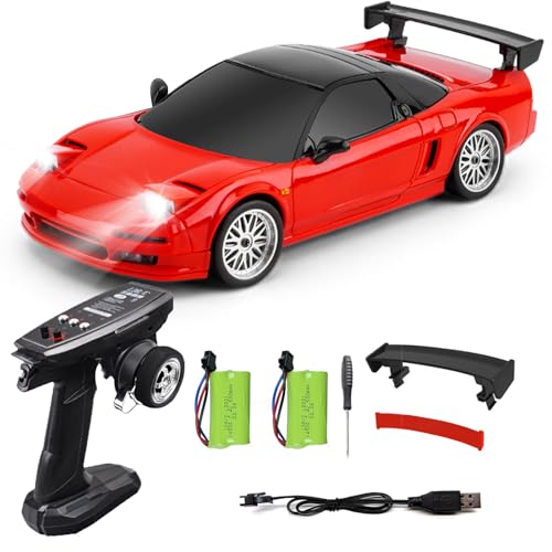 1:18 NSX Model LD1803 RC Drift Car 1/18 2.4G Remote Control on Road ESP Gyroscope LED Mini RC Racing Cars (Red)