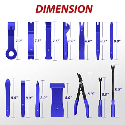 Nilight Trim Removal Tool 102 Pcs, Auto Push Pin Bumper Retainer Clip Set | Fastener Terminal Remover Tool Adhesive Cable Clips Kit Car Panel Radio Removal Auto Clip Pliers - color: 102 Clips+ Remover Tools Blue