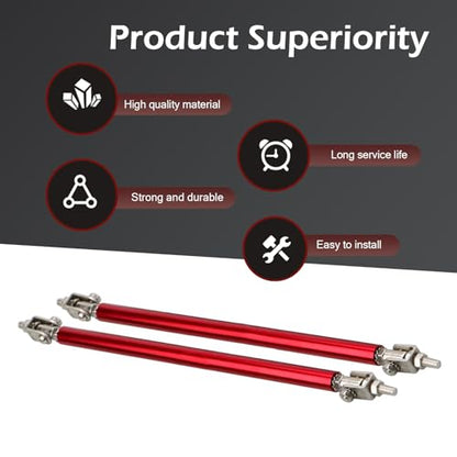 2 PCS Front Bumper Lip Strut Rod, Adjustable 7.87"-10.83" Stainless Steel Bumper Lip Splitter Diffuser Strut Rod, Automotive Reinforcement Tie Bar, Universal for Most Cars (Red) - color: Red