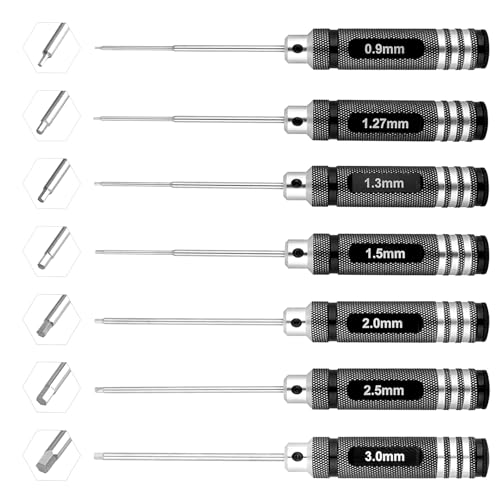 RC Hex Screwdriver Set 0.9mm 1.27mm 1.3mm 1.5mm 2.0mm 2.5mm 3.0mm 7pcs Allen Wrench Repair Tool Kit for RC Models