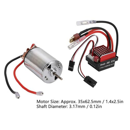 Pilipane 550 Brushed Motor RC Car ESC 60A High Torsion Low Noise Bidirectional Bearing with T Plug for SCX10 1/10 RC Crawler Stainless Steel Aluminum Alloy Plastic 35x62.5mm (23T) - size: 23T