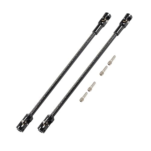 AMK 68-229mm Severable Ruled SCX10 Driveshaft Stainless Steel TRX4 Drive Shaft for 1/10 RC Crawler Sportys Scalers GSPEED Axial Capra UTB10 Pro Upgrades DIY LCG Rig (2Pcs Black) - color: 2pcs Black