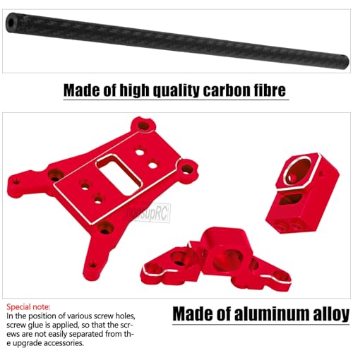 RC Carbon Fibre& Aluminum #6730 Chassis Brace Kit Upgrades Part for 1/10 Slash 4X4 LGG (VXL),Rustler 4WD (VXL) Heavy Duty Chassis Brace Hops Up.Red - color: Red ( for 1/10)