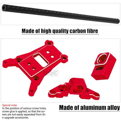 RC Carbon Fibre& Aluminum #6730 Chassis Brace Kit Upgrades Part for 1/10 Slash 4X4 LGG (VXL),Rustler 4WD (VXL) Heavy Duty Chassis Brace Hops Up.Red - color: Red ( for 1/10)