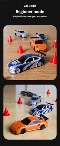1/43 Mini RC Drift Car 2.4GHz RTR Full Proportional Remote Control Cars 4WD High Speed Racing Lights Kit and Racing Tires (4302) - color: Blue