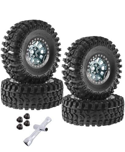 Rc 2.2 Inch Wheel Rims & Tires Wheels for 1/10 SCX10 SCX10 II 90046 SCX10 III AXI03007 TRX4 TRX6 D90 VS4-10 Gen8 MST CFX,RC Crawler Car 4pcs Aluminum RC 2.2 Beadlock Wheel,Titanium - color: Titanium - Scx10