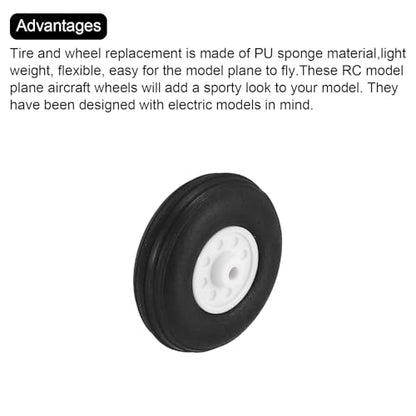 MECCANIXITY 10Pcs RC Airplane Wheels 1.3" OD Aircraft PU Rubber Tire Tail Airplanes Wheel Replacement for DIY Model Plane Helicopter Car - size: 1.3" OD
