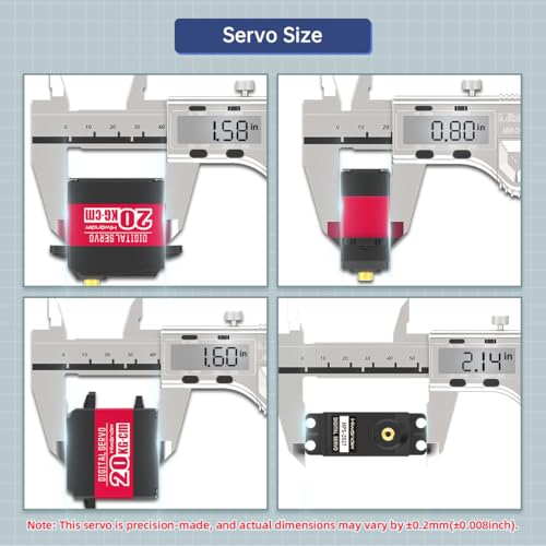 20KG RC Servo High Torque Servo Motors, Waterproof Full Metal Gear Steering Servo for 1/6 1/8 1/10 1/12 RC Car Robot DIY, Digital Servo with 25T Servo Horn, Control Angle 270° - style: 20KG-270°
