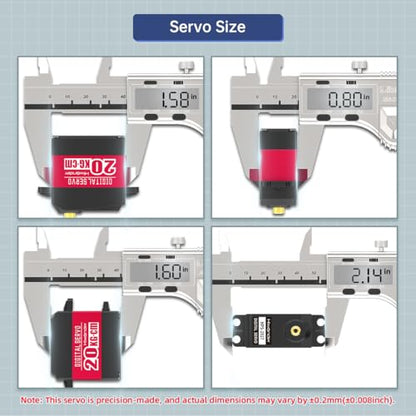 20KG RC Servo High Torque Servo Motors, Waterproof Full Metal Gear Steering Servo for 1/6 1/8 1/10 1/12 RC Car Robot DIY, Digital Servo with 25T Servo Horn, Control Angle 270° - style: 20KG-270°