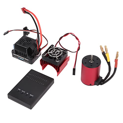 S3650 3900KV Brushless Motor 60A ESC Combo, High Torque 4 Pole 12 Slot RC Motor with Heat Sink and Programming Card for 1/10 Scale 2S 3S RC Car