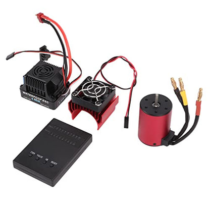 S3650 3900KV Brushless Motor 60A ESC Combo, High Torque 4 Pole 12 Slot RC Motor with Heat Sink and Programming Card for 1/10 Scale 2S 3S RC Car