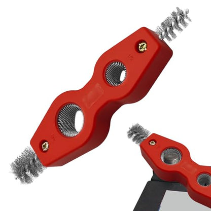 4 in 1 Car Battery Cleaning Brush, Battery Terminal Cleaner, Anti-Rust Auto Battery Cleaner Brush Tool with Steel Wire, Vehicle Battery Terminals Machine Parts Cleaning Tool for Cars (Red) - color: Red
