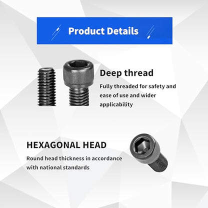 440 Pcs M3 Small Metric Screws with Nuts, Hex Socket Head Cap and Nut Assortment Kits, Alloy Steel Replacement Machine Fastener Screws and Bolts Nuts (440Black) - color: 440Black