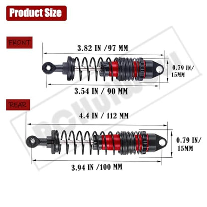 RC Big Bore Shocks Absorber Upgrades Part for 1/10 Slash Stampede Rustler Bandit VXL 4X4 2WD,Aluminum Front Rear 4PCS Shocks Hops Up,Red - color: Red(4pcs)