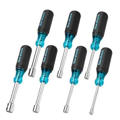 DURATECH 7-Piece SAE Nut Driver Set, Nut Drivers | Cr-V Steel, Non-Slip Handles, 3/16, 1/4, 5/16, 11/32, 3/8, 7/16, 1/2-Inch, 1-Inch Hollow Shaft, Nuts Tightening & Unscrewing