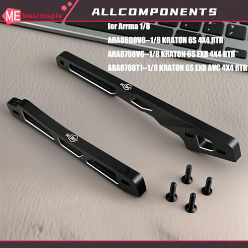 Alloy Front Rear Chassis Brace ARA320754 ARA320756 for Arrma 1/8 Kraton 6S EXB AVC 4X4 RTR V6 Series Upgrade Parts Black - color: Black