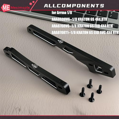 Alloy Front Rear Chassis Brace ARA320754 ARA320756 for Arrma 1/8 Kraton 6S EXB AVC 4X4 RTR V6 Series Upgrade Parts Black - color: Black