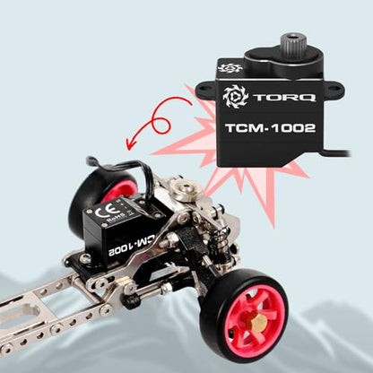 Helidirect TORQ 9g Mini-Z-Car Micro Programmable RC Servo - High Speed Titanium Gear Micro Digital Coreless Servo with Aluminium Case for 1/28 Scale RC Drift Car, Racing Cars Upgrade Parts (TCM-1002)