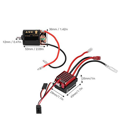 RC Brushed Motor, High Torque 540 Motor with 360A ESC, T Plug Compatible for 1/10 Scale RC Car Off-Road Racing and Hobbyist Upgrades - size: 35T