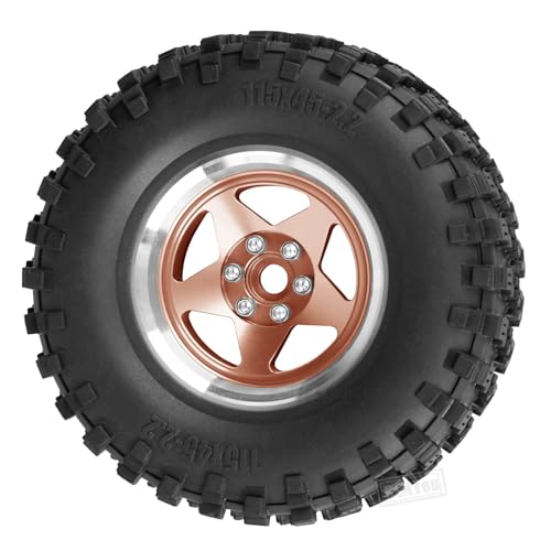Rc 2.2 Wheel Rims Tires Wheels for 1/10 TRX4 TRX6 SCX10 SCX10 II SCX10 III 90046 D90 VS4-10 Gen8 MST CFX RC Crawler Car,Aluminum RC 2.2 Beadlock Wheel,Bronze - color: Bronze - (Rc 2.2in Wheel)
