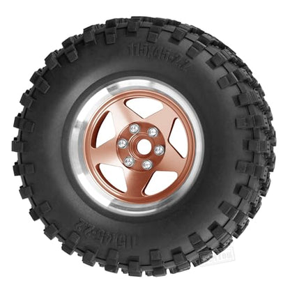 Rc 2.2 Wheel Rims Tires Wheels for 1/10 TRX4 TRX6 SCX10 SCX10 II SCX10 III 90046 D90 VS4-10 Gen8 MST CFX RC Crawler Car,Aluminum RC 2.2 Beadlock Wheel,Bronze - color: Bronze - (Rc 2.2in Wheel)