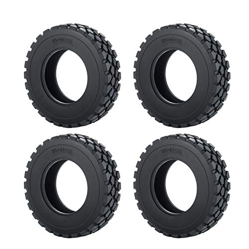 RC-Hub 4pcs RC Rubber Tires Wheels Tires for 1/14 Tamiya Tractor Trucks Trailer RC Car (25mm) - size: 25mm
