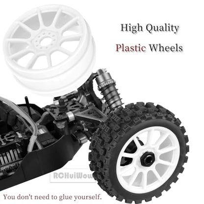 RC Buggy Tires 17mm Hex Wheels and Tires for 1/8 Scale Car Typhon 3S 6S,HSP Off-Road,Kyosho MP10,1/8 Scale RC Buggy Wheels & Rubber Tires,White - color: White(4pcs)