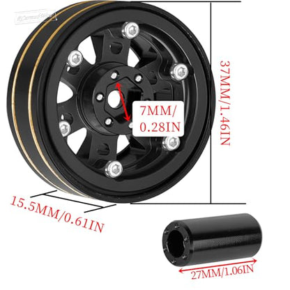 RC 1.3 Beadlock Wheels Single & Dually for 1/18 TRX4M Ascent-18,1/24 SCX24 FCX24 RC Crawler Car,Aluminium & Brass 1.3 Beadlock Rims,4pcs,Black w/Black - color: Black(4pcs)