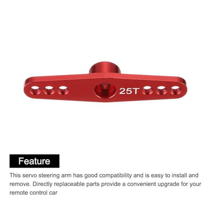 MECCANIXITY 5 Pcs Aluminum Servo Horn 25T 25 Teeth Servo Horn Steering Double Arms 47mm Length Red for DIY RC Car/Boat/Airplanes Boat Model - color: Red
