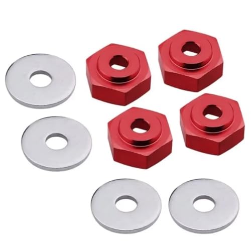 Rc Accessories For HSP 1/10 1/8 12mm To 17mm Wheel Adapter Drive Hub Combiner Hexagonal Hex Hole 6mm Parts RC Car For Buggy Monster Truck(Red) - color: Red