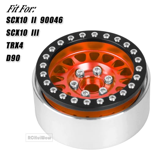 1.9in Beadlock for 1/10 SCX10 SCX10 II 90046 SCX10 III TRX-4 D90,Alloy Aluminum Heavy Duty 1.9in rc Beadlock 1.9in Beadlock Rims,4pcs,Orange - color: Orange(4pcs)