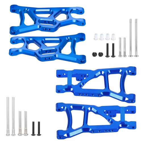 4PCS Aluminum Front & Rear Suspension A-Arms Set Alloy Front Lower Swing Arm Kits Replacement for 1/10 Traxxa Slash 2WD RC Short Course Truck Upgrade Parts