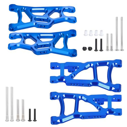 4PCS Aluminum Front & Rear Suspension A-Arms Set Alloy Front Lower Swing Arm Kits Replacement for 1/10 Traxxa Slash 2WD RC Short Course Truck Upgrade Parts
