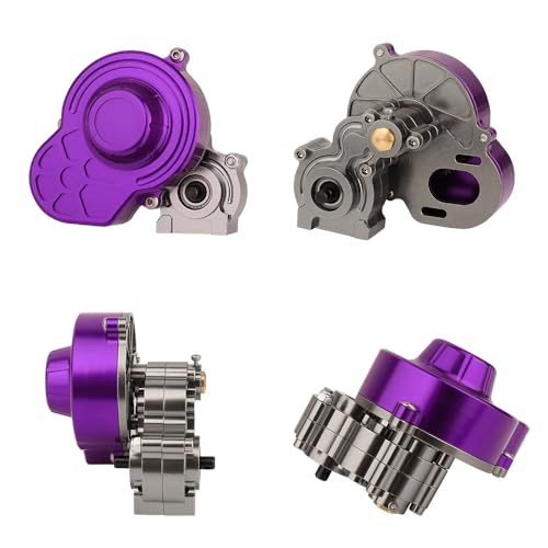 All Metal Complete Gearbox Transmission with Motor Gears for 313mm Wheelbase 1/10 RC Crawler Truck Axial SCX10 & SCX10 II DIY Upgrade Parts (Purple) - color: Purple