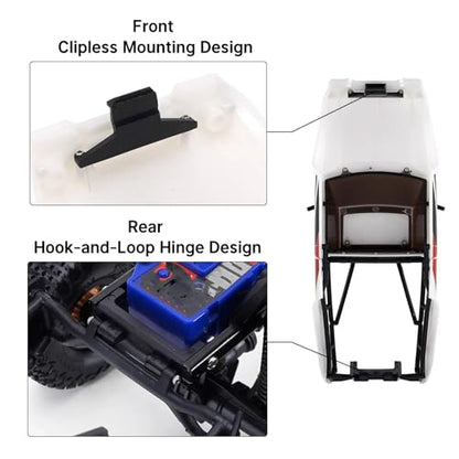 RC Models Spare Parts Compatible with TRX4M for Defender for Bronco for Pickup Hard Body Shell with Bed Rack 1/18 RC Crawler Car Upgrade Parts - color: White