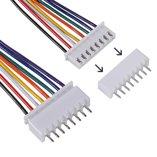 10Pairs JST Connector Kit, XH 2.54mm 8 Pin Header Male and Female Connectors Plug Adapter with Flat Wire Cable 200mm 26AWG Compatible with JST XH (8P) - color: 8P