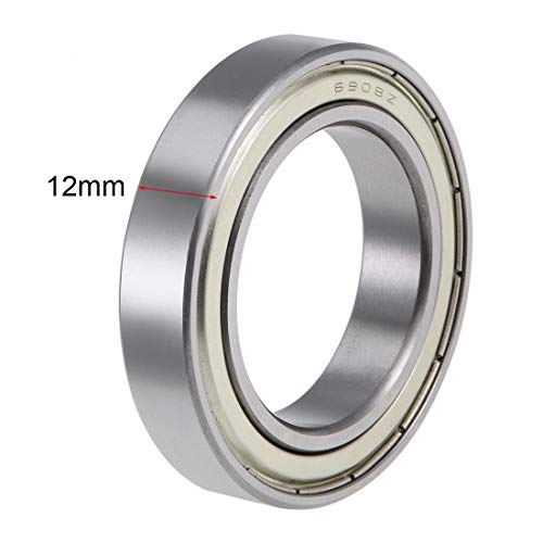 uxcell 6908ZZ Deep Groove Ball Bearings Z2 40mm x 62mm x 12mm Double Shielded Carbon Steel 2pcs - size: 40mmx62mmx12mm