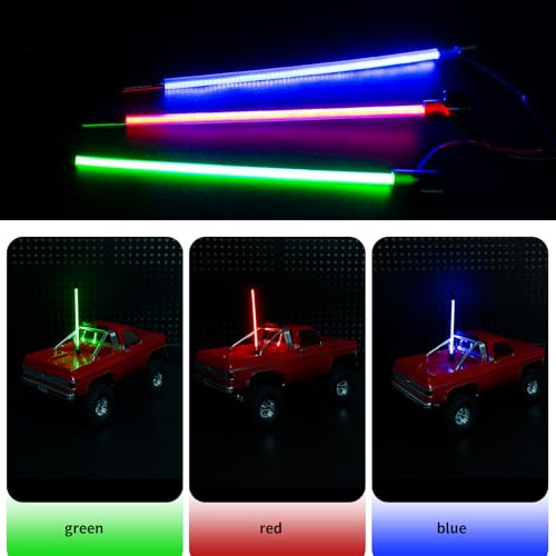 2PCS LED Whip Light Side Fixed for 1/18 SCX24 1/24 Deadbolt JLU C10 TRX4M(RED) - color: Red