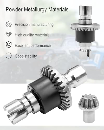 RC Car Differential and Differential Drive Gear Compatible with Hyper GO H16GT H16DR H16BM 1:16 1:14 Scale Replace 16420Y 10402Y Powder Metallurgy Material