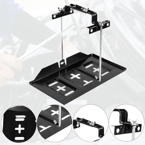 Battery Hold Down Tray Kit Metal Battery Tray Holder with Adjustable Bracket Clamp for Cars Boats Marine - size: 10.63-inch Bolt with 11-inch Battery Tray