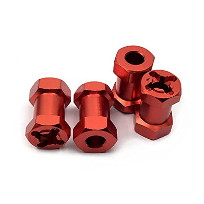 FainWan 4-Pack 12mm Wheel Hex Hub 20mm Extension Adaptor Longer Combiner Coupler for 1/10 RC Crawler Scx10 D90(Red)