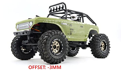 RC 1/24 Tires & Heavy Adjustable Offset 1.0 beadlock Wheels, 1.0 Wheels Rims and Tires for 1:24 RC Crawler Axial SCX24,(4-Pack, Assembled) - color: Black & Champagne